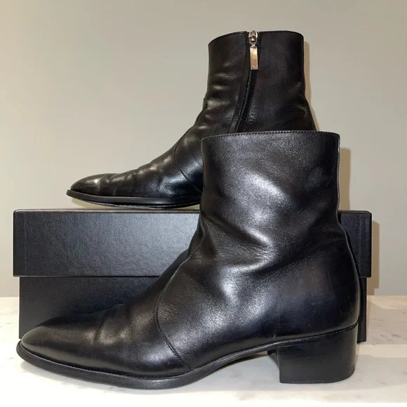 Saint Laurent Men’s Black Wyatt 40 Zip Boots 43 - Picture 2 of 5